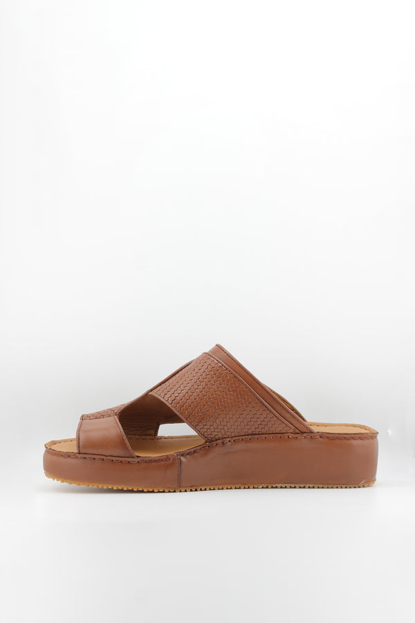 DFC Relax Men Embossed Print Leather Slide Sandals