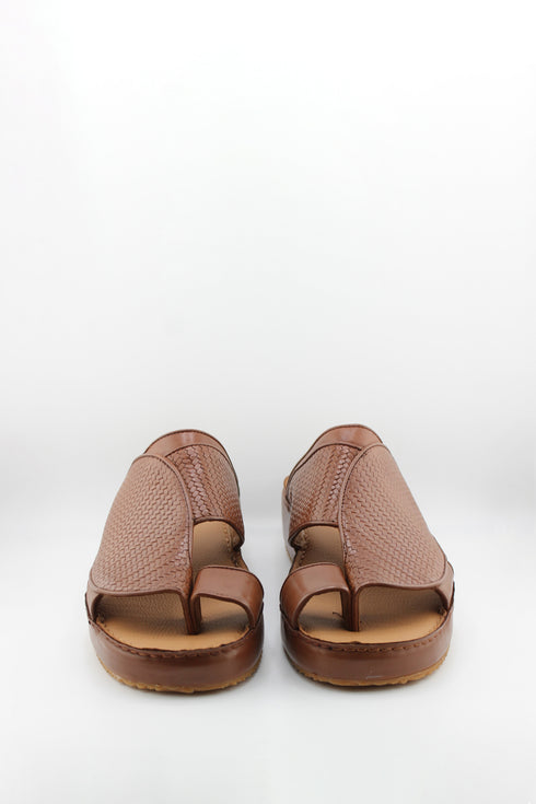 DFC Relax Men Embossed Print Leather Slide Sandals