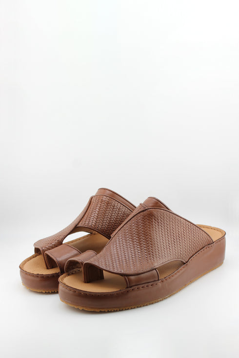 DFC Relax Men Embossed Print Leather Slide Sandals