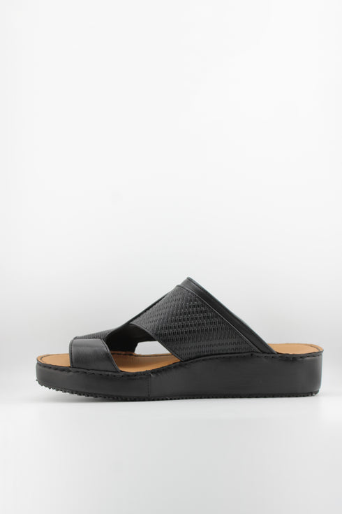 DFC Relax Men Embossed Mesh Leather Slide Sandals