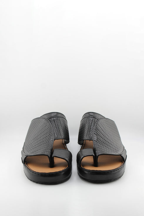 DFC Relax Men Embossed Print Leather Slide Sandals