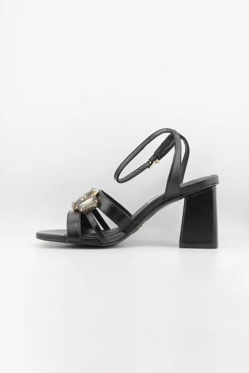 Jorge Bischoff Strappy Block Heel Sandals with Gemstone