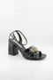 Jorge Bischoff Strappy Block Heel Sandals with Gemstone