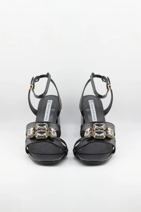 Jorge Bischoff Strappy Block Heel Sandals with Gemstone