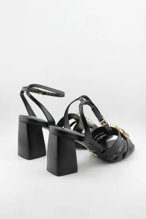 Jorge Bischoff Strappy Block Heel Sandals with Gemstone