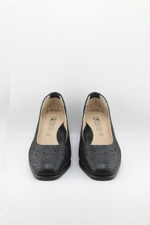 DFC Relax Perforated Patent Leather Buckled Block Heel