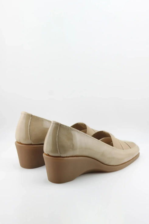 DFC Relax Patent Leather Wedge Loafer Shoes