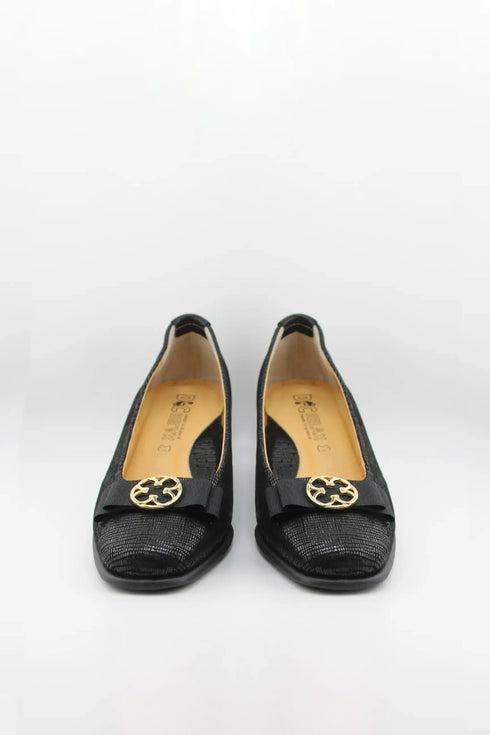 DFC Relax Textured Block Heel Pumps with Bow