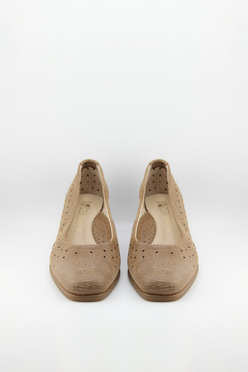 DFC Relax Perforated Patent Leather Buckled Block Heel