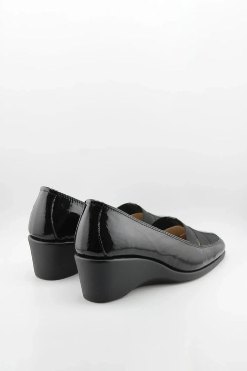 DFC Relax Patent Leather Wedge Loafer Shoes