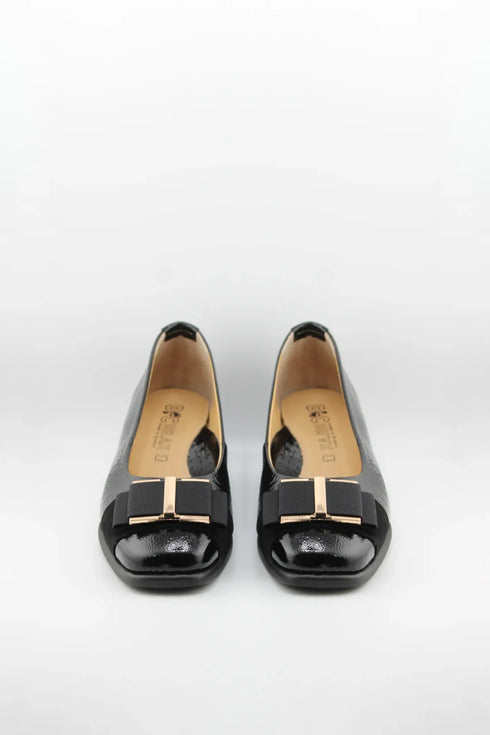 DFC Relax Buckled Patent Leather Block Heel with Suede Detail