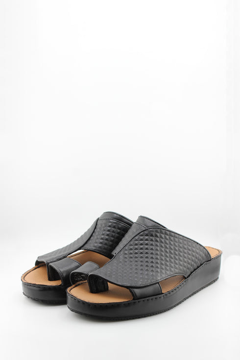 DFC Relax Men Embossed Pyramid Leather Slide Sandals