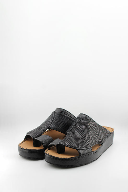 DFC Relax Men Embossed Scales Leather Slide Sandals