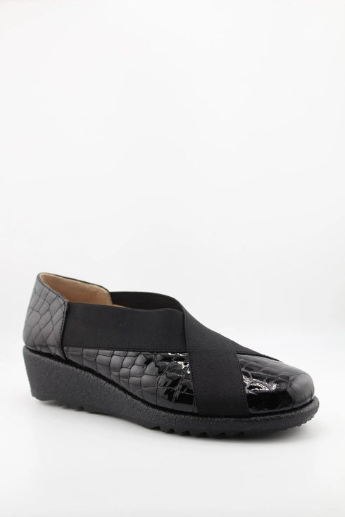 DFC Relax Croc-Embossed Wedge Slip-On Loafer