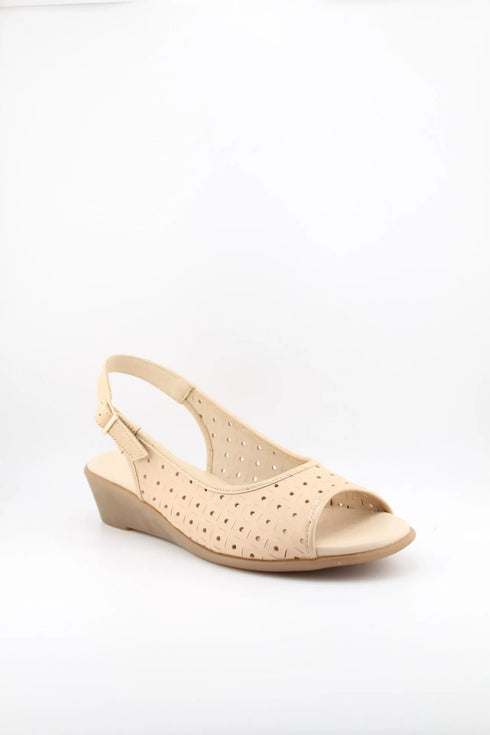 DFC Relax Peep-Toe Perforated Slingback Wedge Sandals