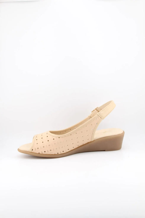 DFC Relax Peep-Toe Perforated Slingback Wedge Sandals