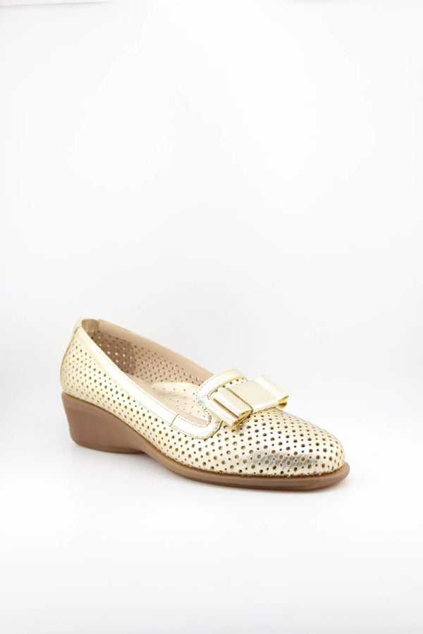 DFC Relax Perforated Wedge Loafer with Bow