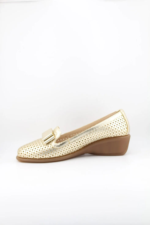 DFC Relax Perforated Wedge Loafer with Bow