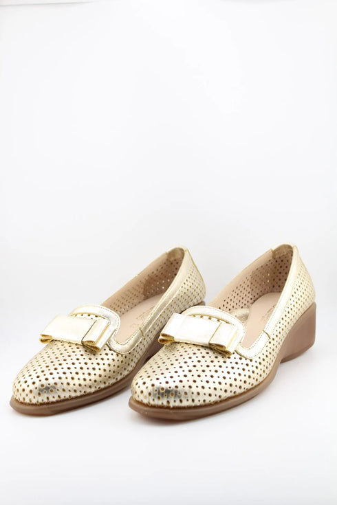 DFC Relax Perforated Wedge Loafer with Bow