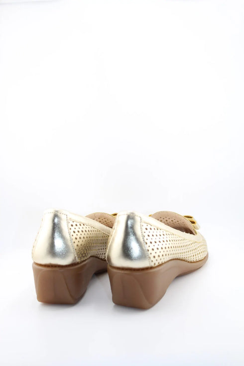 DFC Relax Perforated Wedge Loafer with Bow