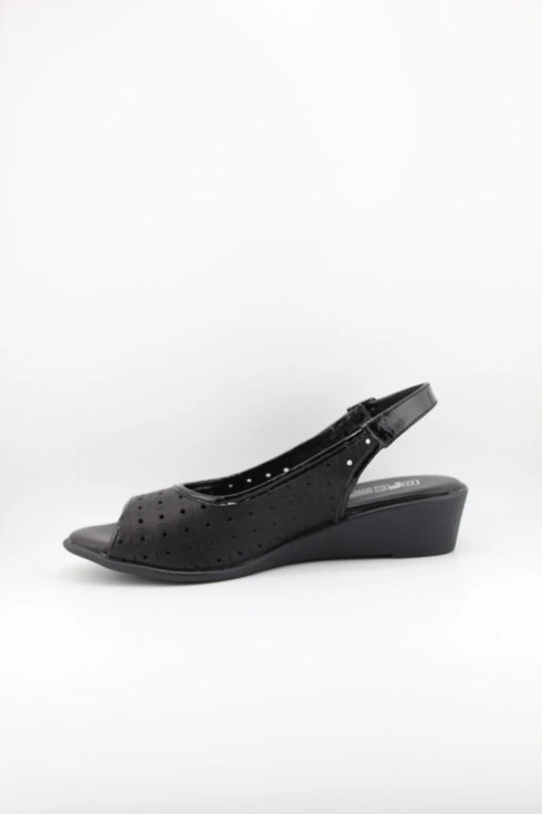 DFC Relax Peep-Toe Perforated Slingback Wedge Sandals