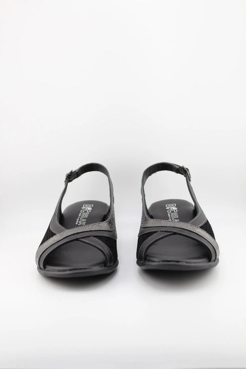 DFC Relax Perforated Slingback Comfort Wedge Sandal with Metallic Accents