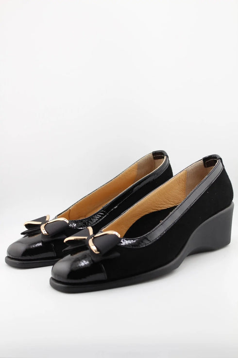 DFC Relax Wedge Heel Bow Accent Loafers