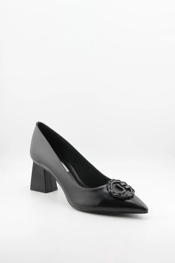 Jorge Bischoff Block Heel Logo Embellished Pumps