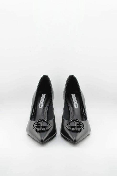 Jorge Bischoff Block Heel Logo Embellished Pumps