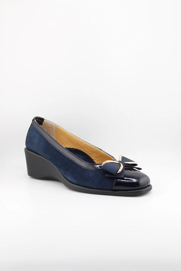 DFC Relax Wedge Heel Bow Accent Loafers