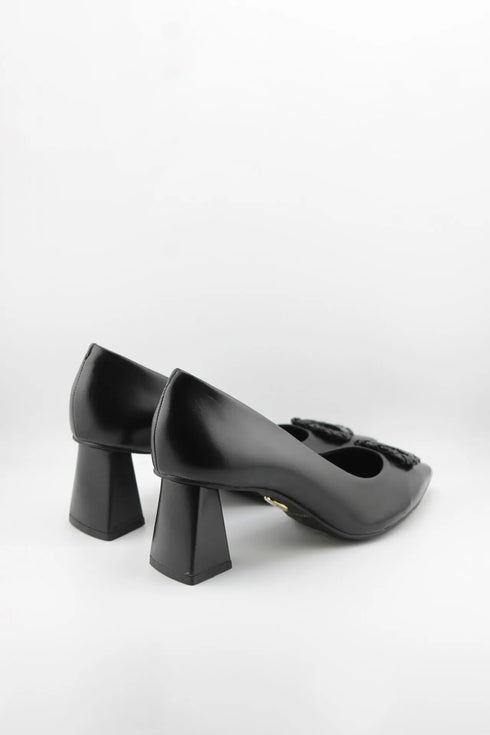 Jorge Bischoff Block Heel Logo Embellished Pumps