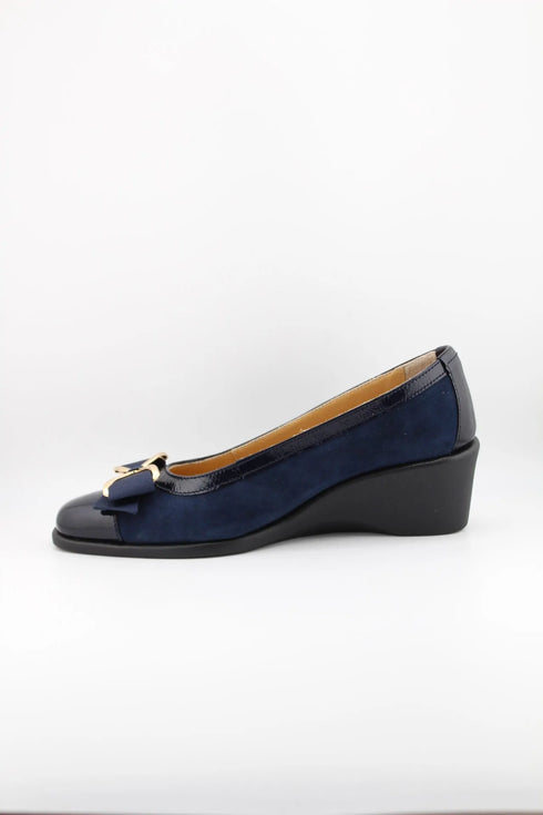 DFC Relax Wedge Heel Bow Accent Loafers