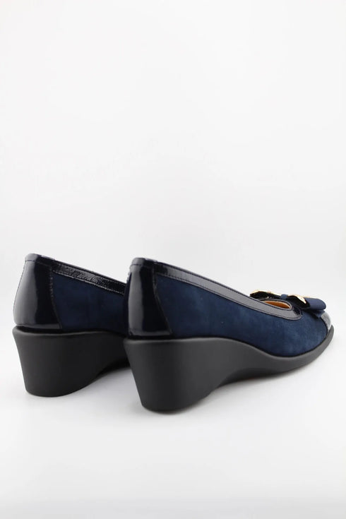 DFC Relax Wedge Heel Bow Accent Loafers