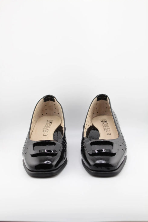 DFC Relax Perforated Patent Leather Buckled Block Heel