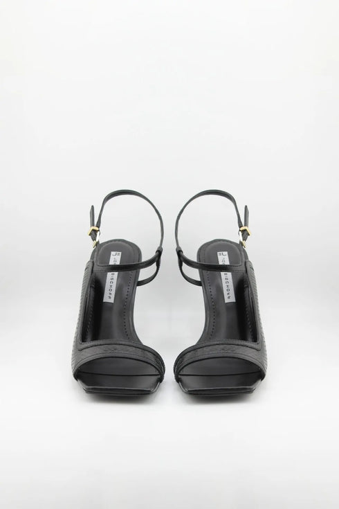 Jorge Bischoff Square-Toe Textured Strappy Heels