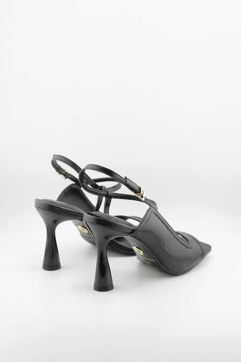 Jorge Bischoff Square-Toe Textured Strappy Heels