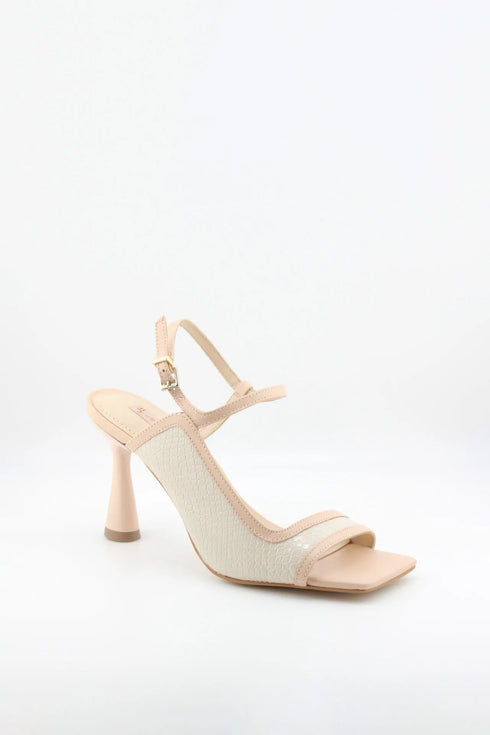 Jorge Bischoff Square-Toe Textured Strappy Heels