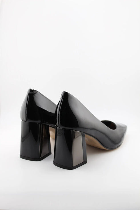 Capelli Rossi Metallic Block Heel Square-Toe Pumps