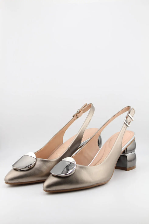 Capelli Rossi Buckled Slingback Pointed Toe Block Heels