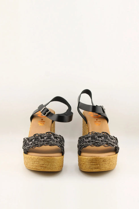 Porronet Woven Rattan Platform Wedge Sandals