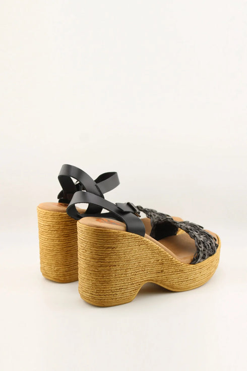 Porronet Woven Rattan Platform Wedge Sandals