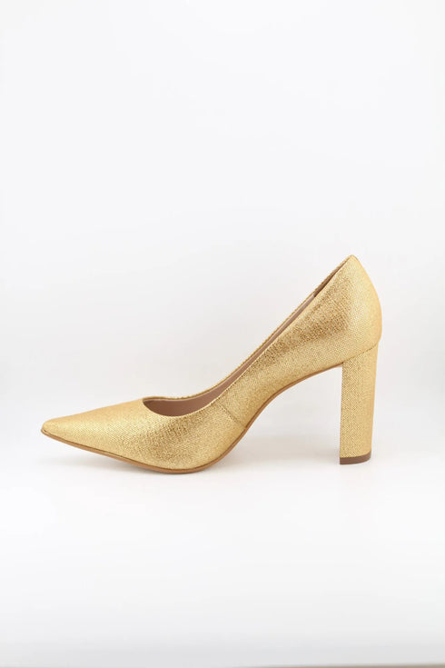Luz da lua Pointed Toe Textured Block Heel