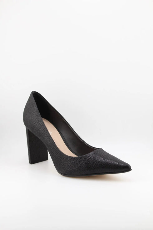 Luz da lua Pointed Toe Textured Block Heel