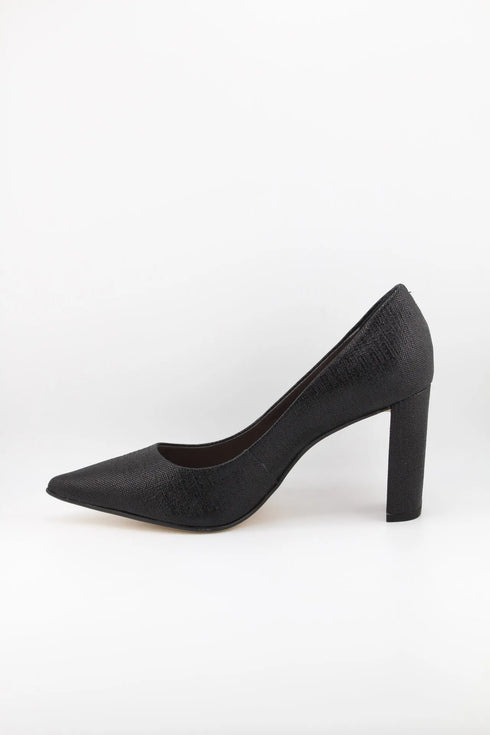 Luz da lua Pointed Toe Textured Block Heel