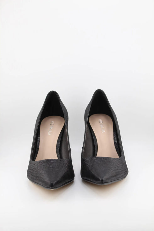 Luz da lua Pointed Toe Textured Block Heel