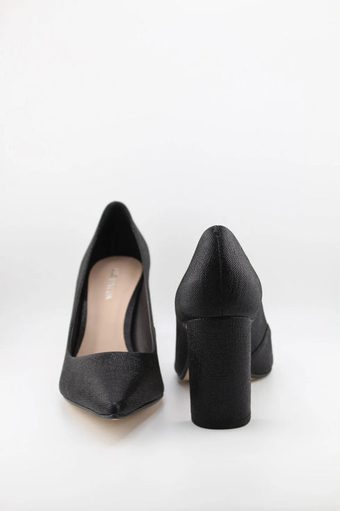 Luz da lua Pointed Toe Textured Block Heel