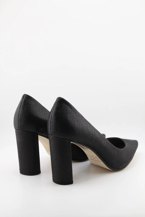 Luz da lua Pointed Toe Textured Block Heel