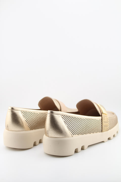 Luz da lua Perforated Leather Slip-On Loafers