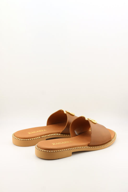 Ragazza Elegant Slide Sandal with Snake Ornament