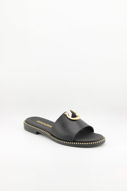 Ragazza Elegant Slide Sandal with Snake Ornament